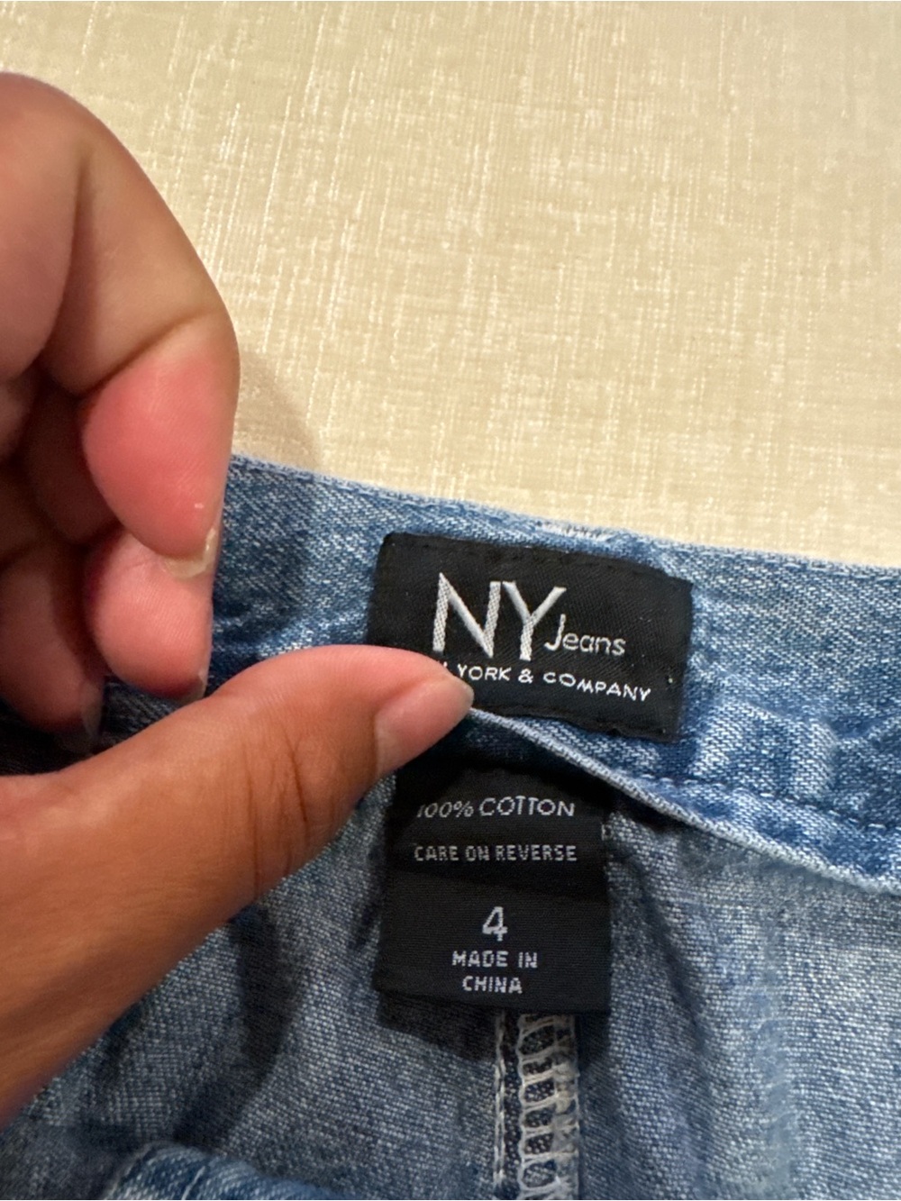 NY Jeans New York & Company Denim Button Front Mini Skirt Sz 4 Blue 100% Cotton - Picture 2 of 10